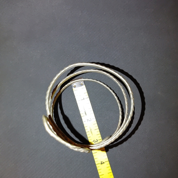 Vintage silver tone snake coil Cleopatra belly dancer adjustable cuff bracket - Picture 2 of 4